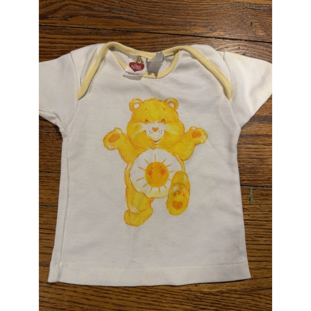 Care Bears Vintage 80s Baby Shirt Wish Bear Yellow 12 Months Made in USA Terry